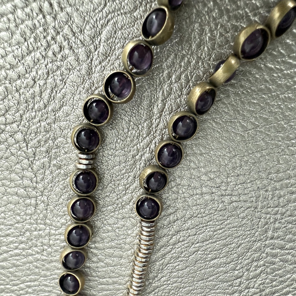 Sway Into It - Gemstone Necklace with Antique Gold Rings in Amethyst - Picture 7 of 8